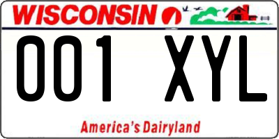 WI license plate 001XYL