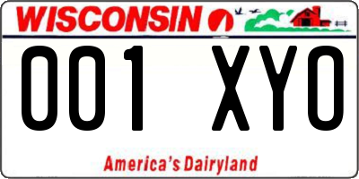 WI license plate 001XYO