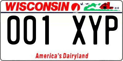 WI license plate 001XYP
