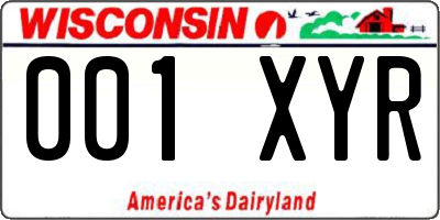 WI license plate 001XYR