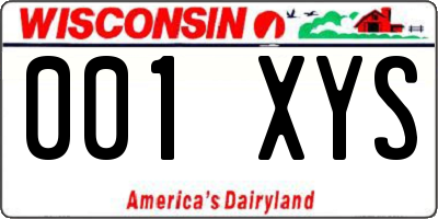 WI license plate 001XYS