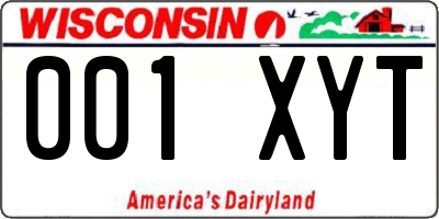 WI license plate 001XYT