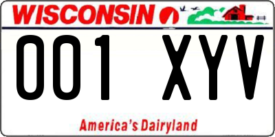 WI license plate 001XYV