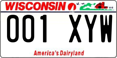 WI license plate 001XYW