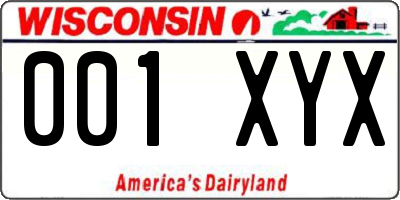 WI license plate 001XYX