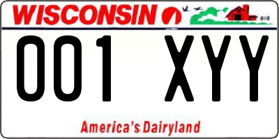 WI license plate 001XYY
