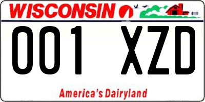 WI license plate 001XZD