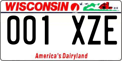 WI license plate 001XZE