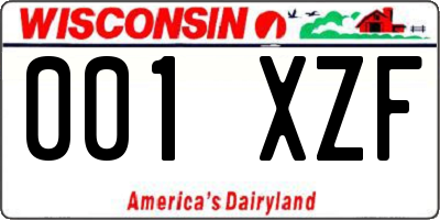 WI license plate 001XZF