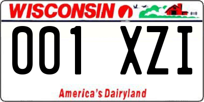 WI license plate 001XZI