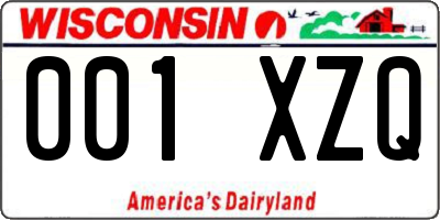 WI license plate 001XZQ