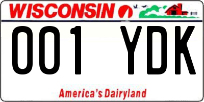 WI license plate 001YDK