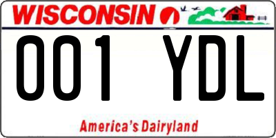 WI license plate 001YDL