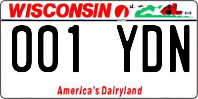 WI license plate 001YDN