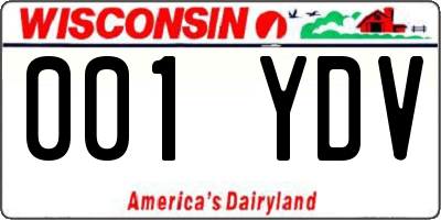 WI license plate 001YDV