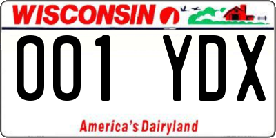 WI license plate 001YDX