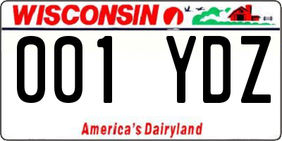 WI license plate 001YDZ