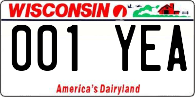 WI license plate 001YEA