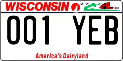 WI license plate 001YEB