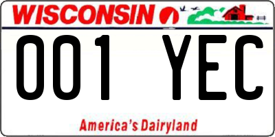 WI license plate 001YEC