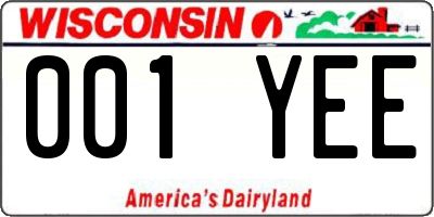WI license plate 001YEE