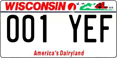 WI license plate 001YEF