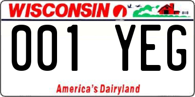 WI license plate 001YEG