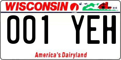 WI license plate 001YEH