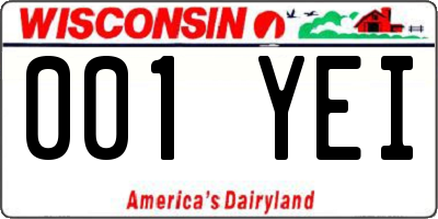 WI license plate 001YEI