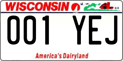 WI license plate 001YEJ
