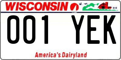 WI license plate 001YEK