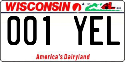 WI license plate 001YEL