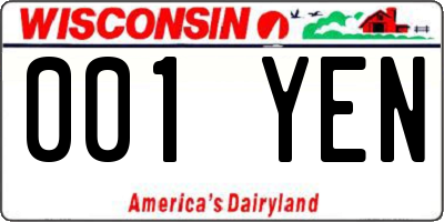 WI license plate 001YEN