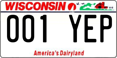 WI license plate 001YEP