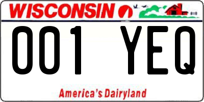WI license plate 001YEQ