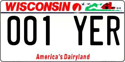 WI license plate 001YER