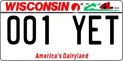 WI license plate 001YET
