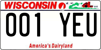 WI license plate 001YEU