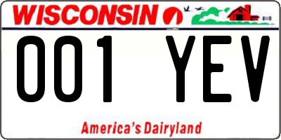 WI license plate 001YEV