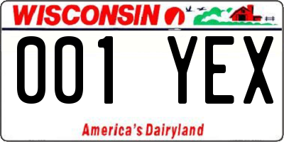 WI license plate 001YEX