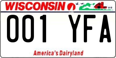 WI license plate 001YFA