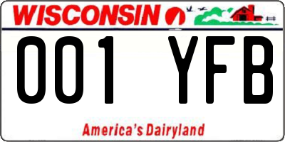 WI license plate 001YFB