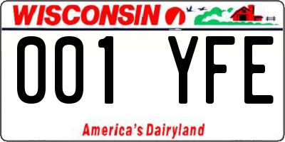 WI license plate 001YFE