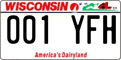 WI license plate 001YFH