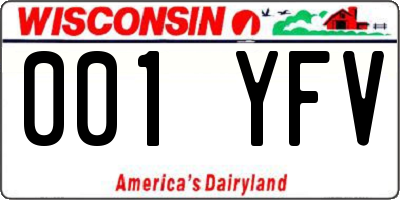 WI license plate 001YFV