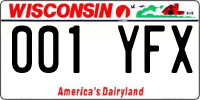 WI license plate 001YFX