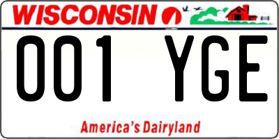 WI license plate 001YGE