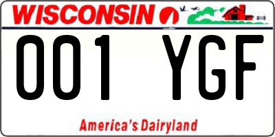 WI license plate 001YGF