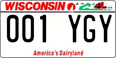 WI license plate 001YGY