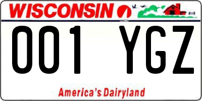 WI license plate 001YGZ